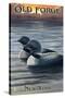 Old Forge, New York - Loons at Sunset-Lantern Press-Stretched Canvas