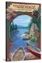 Old Forge, New York - The Adirondacks Scene-Lantern Press-Stretched Canvas