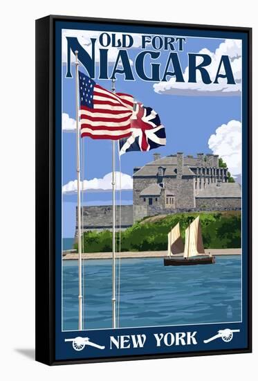 Old Fort Niagara, New York - Day Scene-Lantern Press-Framed Stretched Canvas