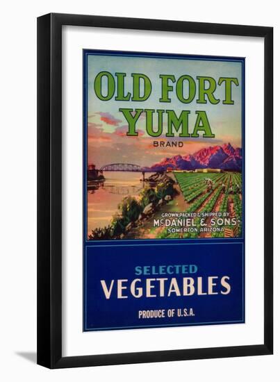Old Fort Yuma Vegetable Label - Somerton, AZ-Lantern Press-Framed Art Print