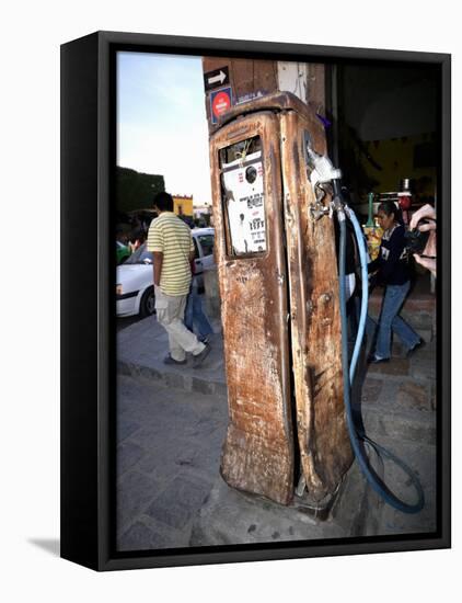 Old Fuel Pump Along a Street, San Francisco Street, San Miguel De Allende, Guanajuato, Mexico-null-Framed Stretched Canvas