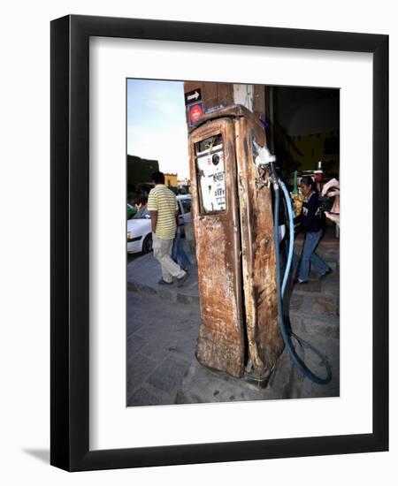 Old Fuel Pump Along a Street, San Francisco Street, San Miguel De Allende, Guanajuato, Mexico-null-Framed Premium Photographic Print