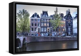 Old Gabled Houses Line the Keizersgracht Canal at Dusk, Amsterdam, Netherlands, Europe-Amanda Hall-Framed Stretched Canvas