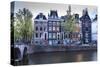 Old Gabled Houses Line the Keizersgracht Canal at Dusk, Amsterdam, Netherlands, Europe-Amanda Hall-Stretched Canvas