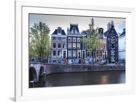 Old Gabled Houses Line the Keizersgracht Canal at Dusk, Amsterdam, Netherlands, Europe-Amanda Hall-Framed Photographic Print