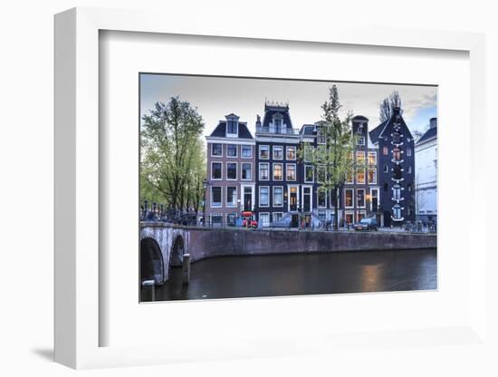 Old Gabled Houses Line the Keizersgracht Canal at Dusk, Amsterdam, Netherlands, Europe-Amanda Hall-Framed Photographic Print