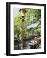 Old Gas Lamp Post and Bicycles on a Bridge over a Canal in Amsterdam, the Netherlands-Miva Stock-Framed Photographic Print