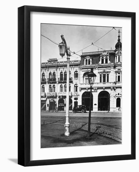 Old Gas Lantern Along a Street-null-Framed Photographic Print