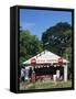 Old Gas Station at Roadside, Waco, Texas, USA-Walter Bibikow-Framed Stretched Canvas