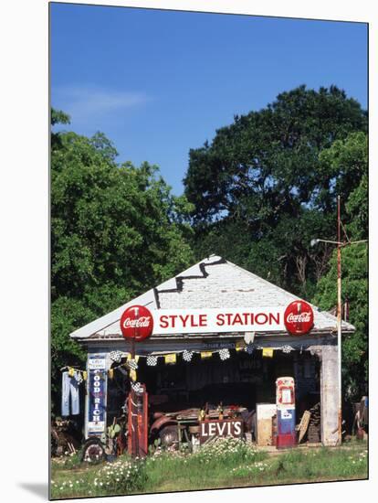 Old Gas Station at Roadside, Waco, Texas, USA-Walter Bibikow-Mounted Photographic Print