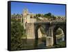 Old Gateway Bridge over the River and the City of Toledo, Castilla La Mancha, Spain, Europe-Nigel Francis-Framed Stretched Canvas