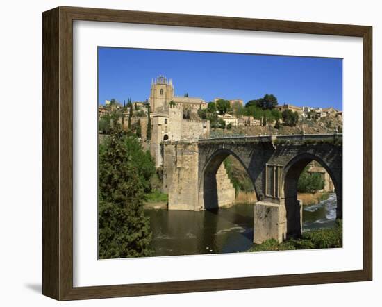 Old Gateway Bridge over the River and the City of Toledo, Castilla La Mancha, Spain, Europe-Nigel Francis-Framed Photographic Print