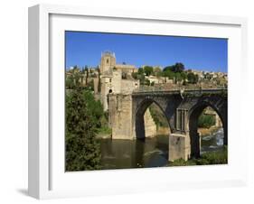 Old Gateway Bridge over the River and the City of Toledo, Castilla La Mancha, Spain, Europe-Nigel Francis-Framed Photographic Print