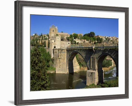 Old Gateway Bridge over the River and the City of Toledo, Castilla La Mancha, Spain, Europe-Nigel Francis-Framed Photographic Print