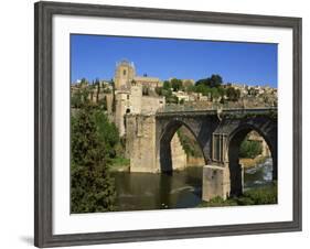 Old Gateway Bridge over the River and the City of Toledo, Castilla La Mancha, Spain, Europe-Nigel Francis-Framed Photographic Print