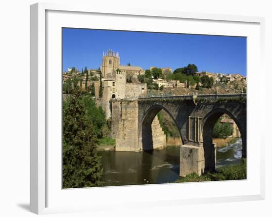 Old Gateway Bridge over the River and the City of Toledo, Castilla La Mancha, Spain, Europe-Nigel Francis-Framed Photographic Print