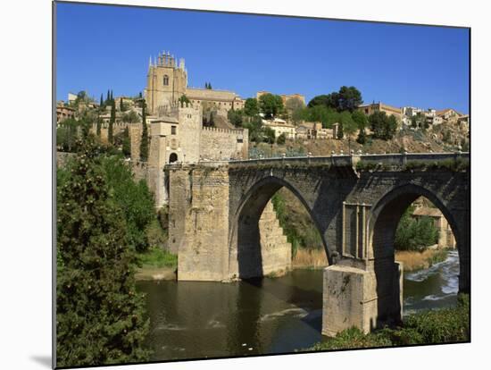 Old Gateway Bridge over the River and the City of Toledo, Castilla La Mancha, Spain, Europe-Nigel Francis-Mounted Photographic Print