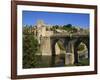 Old Gateway Bridge over the River and the City of Toledo, Castilla La Mancha, Spain, Europe-Nigel Francis-Framed Photographic Print