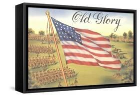 Old Glory, Flag with World War I Soldiers-null-Framed Stretched Canvas