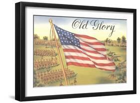 Old Glory, Flag with World War I Soldiers-null-Framed Art Print