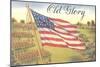 Old Glory, Flag with World War I Soldiers-null-Mounted Art Print