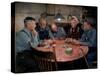 Old Gold Miners Play a Game of Poker at Twilight, Volcano Grocery Store, Volcano, California, 1948-Herbert Gehr-Stretched Canvas