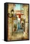 Old Greek Streets -Artistic Picture-Maugli-l-Framed Stretched Canvas