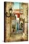 Old Greek Streets -Artistic Picture-Maugli-l-Stretched Canvas