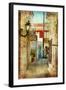 Old Greek Streets -Artistic Picture-Maugli-l-Framed Art Print
