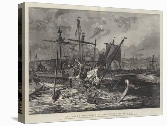 Old Greek War Ships at the Battle of Salamis-William Lionel Wyllie-Stretched Canvas