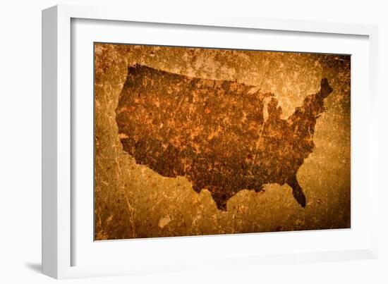 Old Grunge Map Of United States Of America-f9photos-Framed Art Print