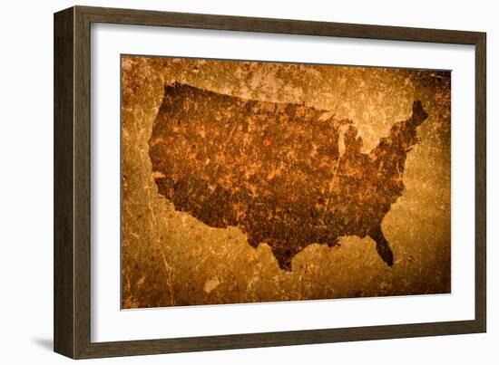 Old Grunge Map Of United States Of America-f9photos-Framed Art Print