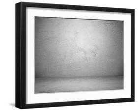 Old Grunge Room with Concrete Wall, Black and White Background-Vlntn-Framed Art Print