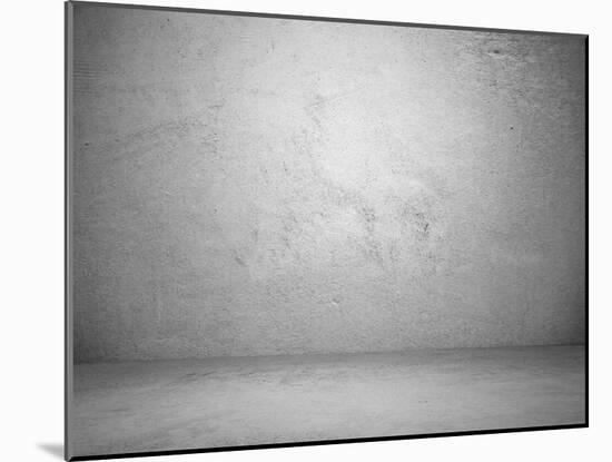 Old Grunge Room with Concrete Wall, Black and White Background-Vlntn-Mounted Art Print