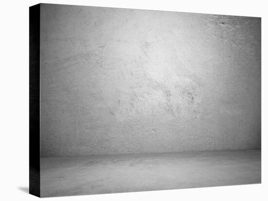 Old Grunge Room with Concrete Wall, Black and White Background-Vlntn-Stretched Canvas