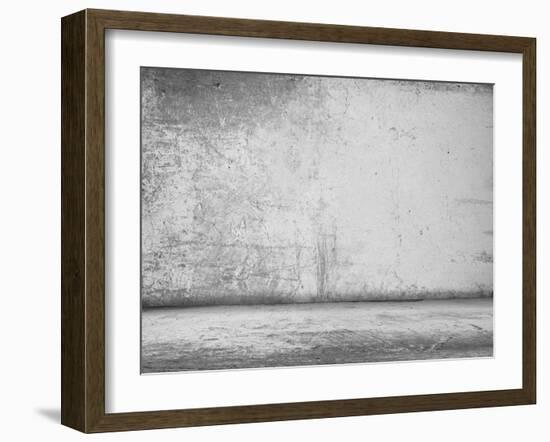 Old Grunge Room with Concrete Wall, Black and White Background-Vlntn-Framed Art Print