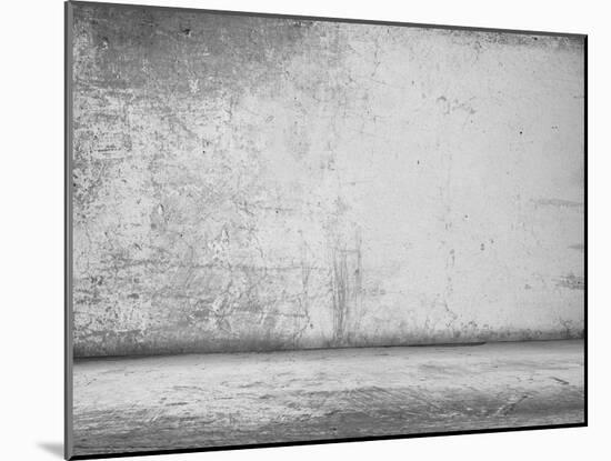 Old Grunge Room with Concrete Wall, Black and White Background-Vlntn-Mounted Art Print