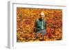 Old Guy in Field of Daisies-null-Framed Premium Giclee Print