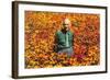 Old Guy in Field of Daisies-null-Framed Art Print