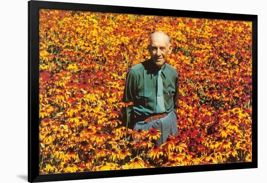 Old Guy in Field of Daisies-null-Framed Art Print