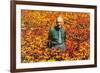 Old Guy in Field of Daisies-null-Framed Art Print