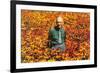 Old Guy in Field of Daisies-null-Framed Art Print