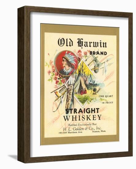 Old Harwin Whiskey Label-null-Framed Art Print