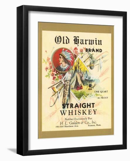 Old Harwin Whiskey Label-null-Framed Art Print