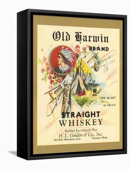 Old Harwin Whiskey Label-null-Framed Stretched Canvas