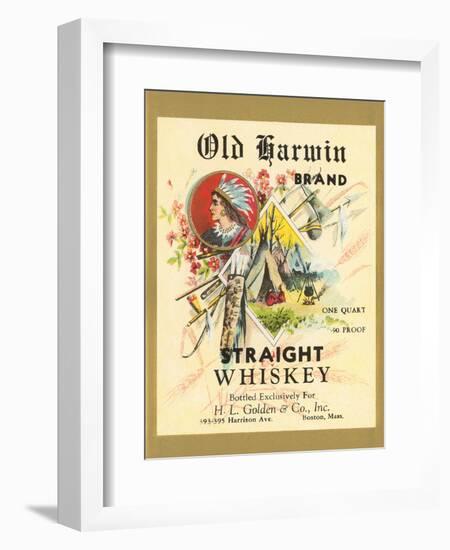 Old Harwin Whiskey Label-null-Framed Art Print