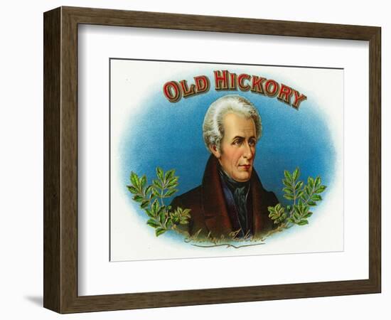 Old Hickory Brand Cigar Box Label, Andrew Jackson-Lantern Press-Framed Art Print