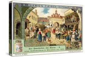 Old Hofbrauhaus in Munich, 1830-null-Stretched Canvas