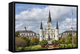 Old Horse Carts in Front of Jackson Square and the St. Louis Cathedral, New Orleans, Louisiana-Michael Runkel-Framed Stretched Canvas