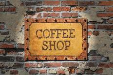 Rusted Coffee Sign On 1890'S Brick Wall-Old Hotroder-Stretched Canvas